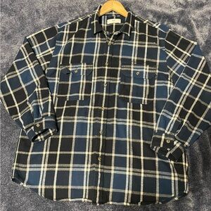 TNA 100% Cotton Blue and Black Plaid Shirt Large